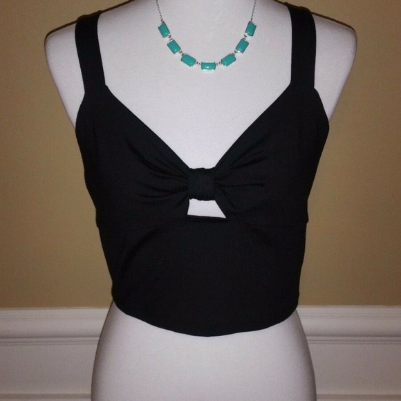 Bebe black bow crop top, NWT, size L - Picture 2 of 8